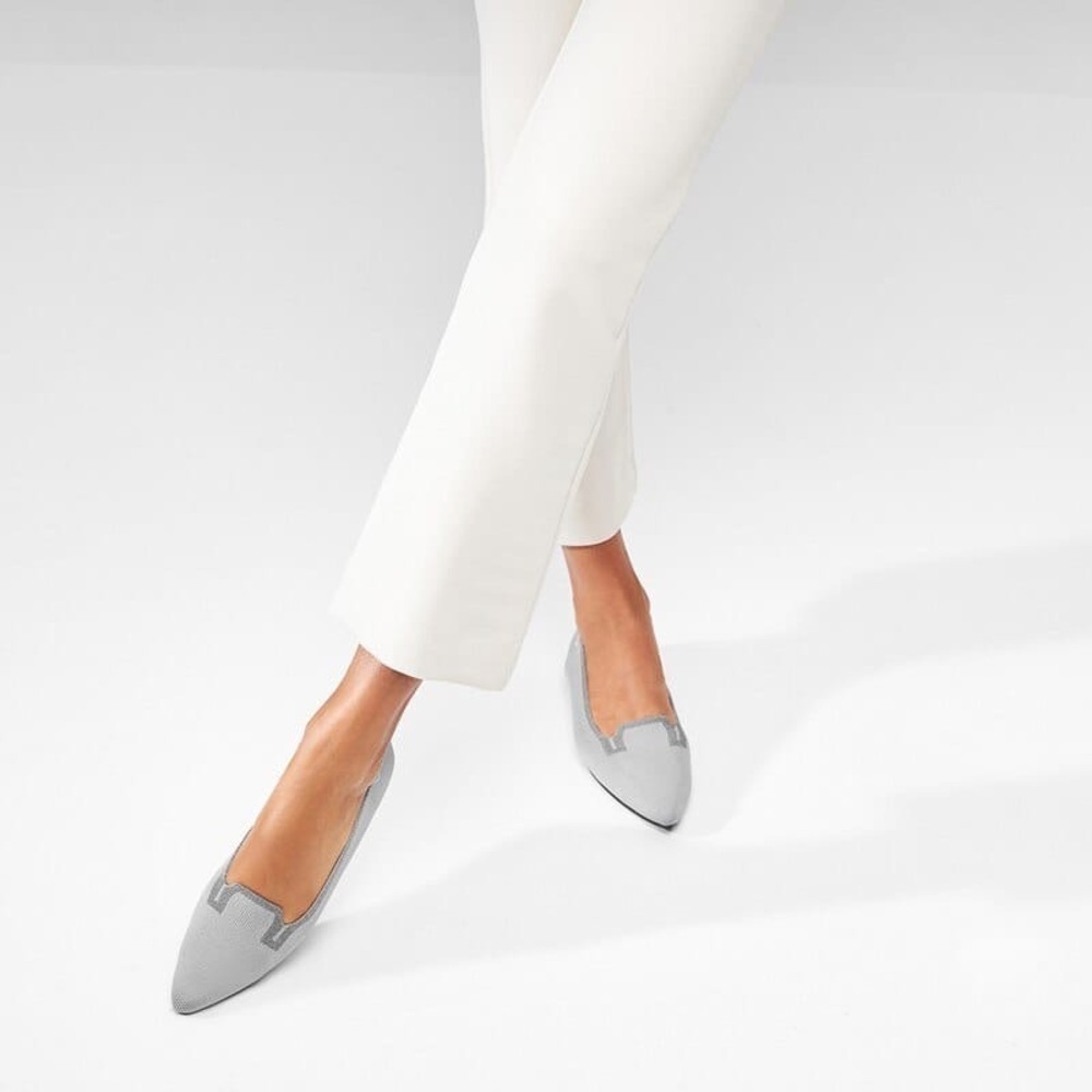 Vivaia Pointed-Toe Knit Mules Slip-On Loafers Comfortable Gray Size 6.5 EUR 37‎
